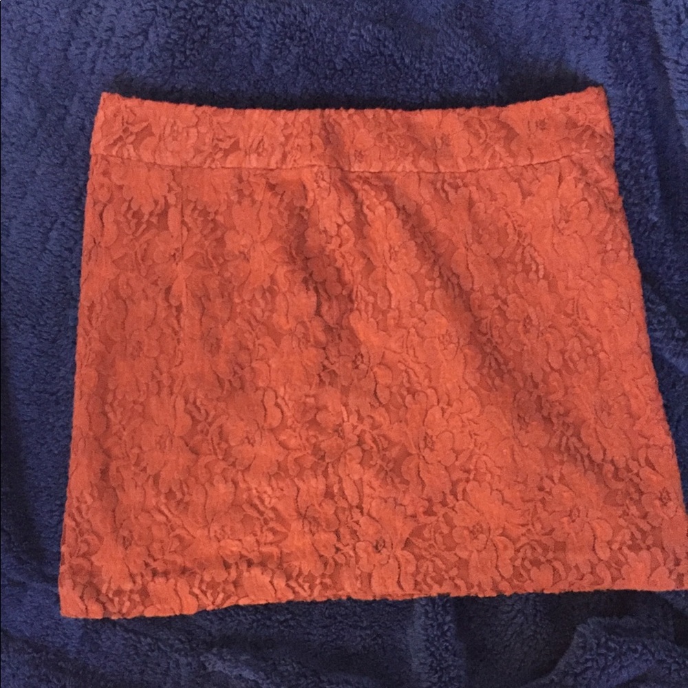 Kensie orange lace mini skirt size 12